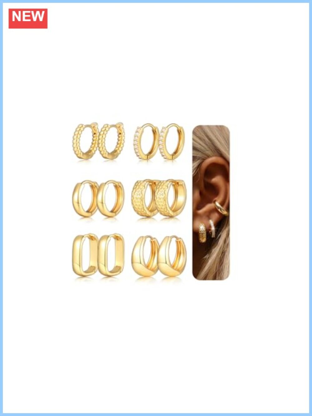 Chunky Gold Hoop Earrings for Women 6 Pairs Multipack